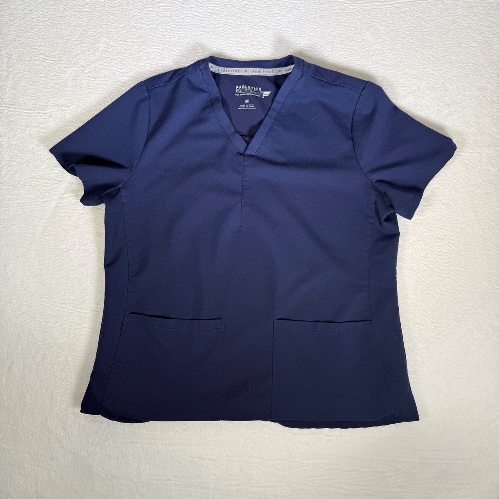 Fabletics Womens‎ Navy Blue V Neck Scrub Top Short Sleeve Performance Size M
